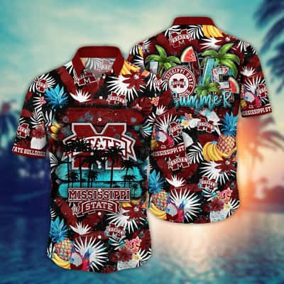 Aloha Summer NCAA Mississippi State Bulldogs Hawaiian Shirt Tropical Fruit Pattern
