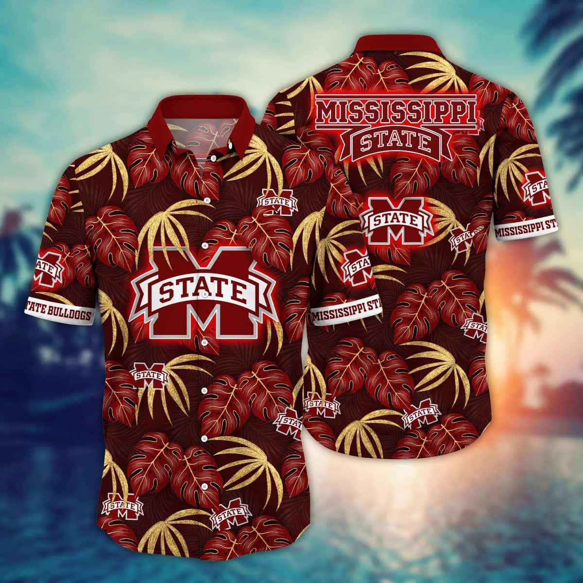 NCAA Mississippi State Bulldogs Hawaiian Shirt Palm Leaves Beach Lovers Gift