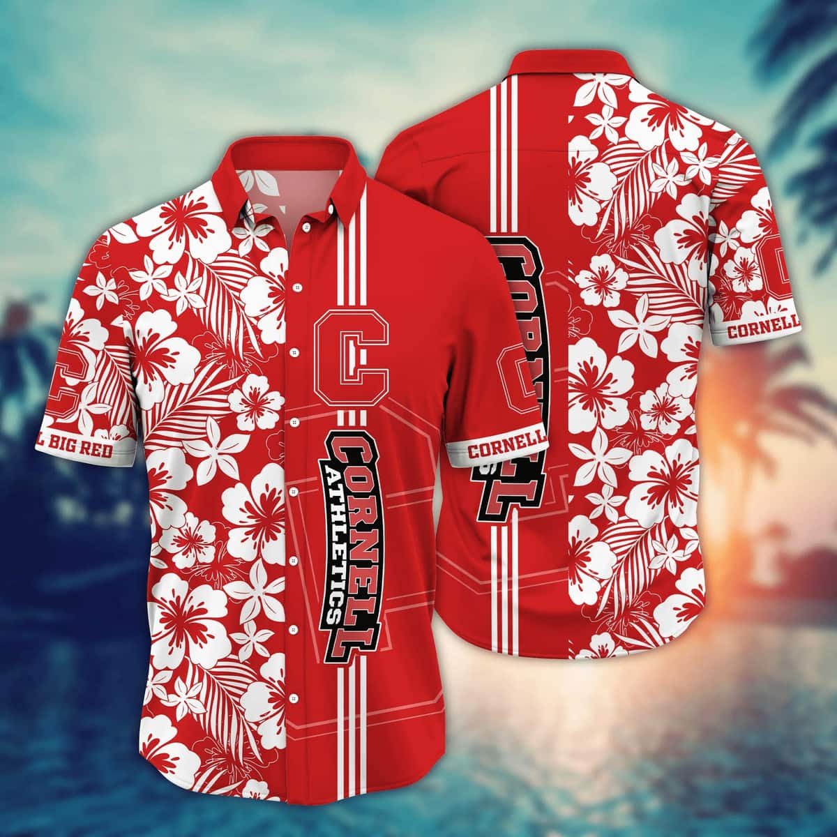 NCAA Cornell Big Red Hawaiian Shirt Floral Aloha Beach Gift For Best Friend