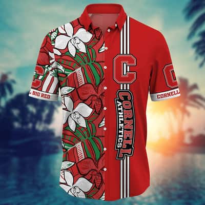 Red Aloha NCAA Cornell Big Red Hawaiian Shirt Beach Gift For Boyfriend