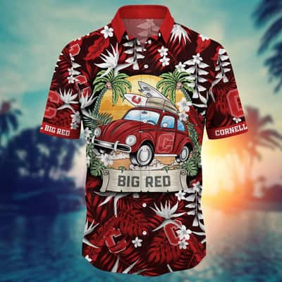 Tropical Aloha NCAA Cornell Big Red Hawaiian Shirt Palm Leaves Cool Gift For Dad