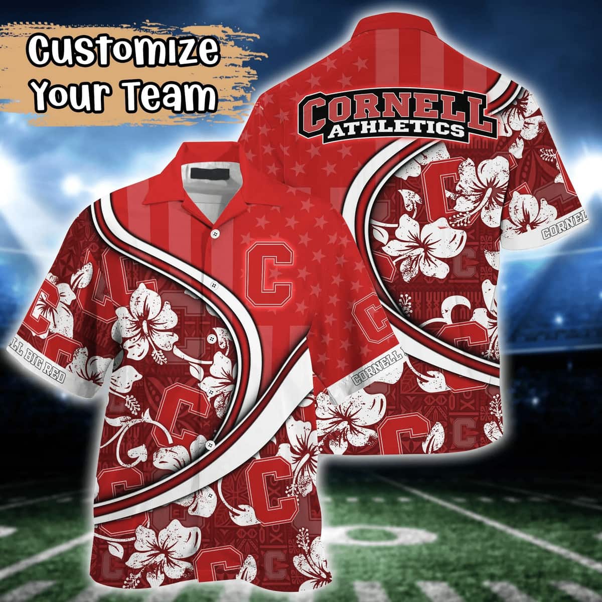 Stylish Aloha NCAA Cornell Big Red Hawaiian Shirt Custom Name Summer Holiday Gift