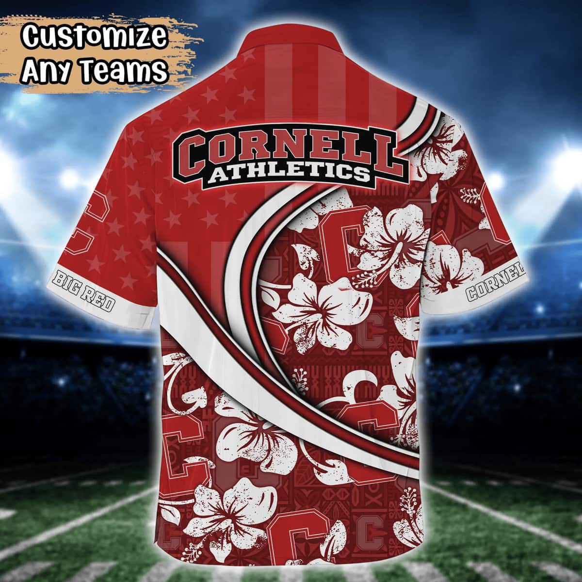 Stylish Aloha NCAA Cornell Big Red Hawaiian Shirt Custom Name Summer Holiday Gift