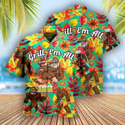 Funny Hawaiian Shirt Food Grill Em All Funny Barbecue Gift For Boyfriend