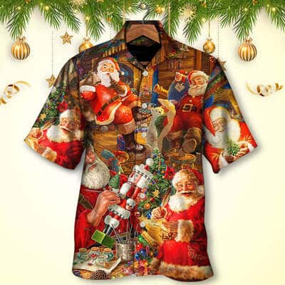 Christmas Funny Hawaiian Shirt Santa Claus Xmas Is Coming Gift For Beach Vacation