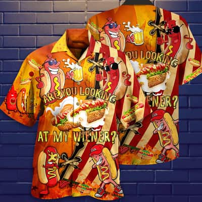 Stylish Funny Hawaiian Shirt Food Are You Looking At My Weiner Gift For Dad