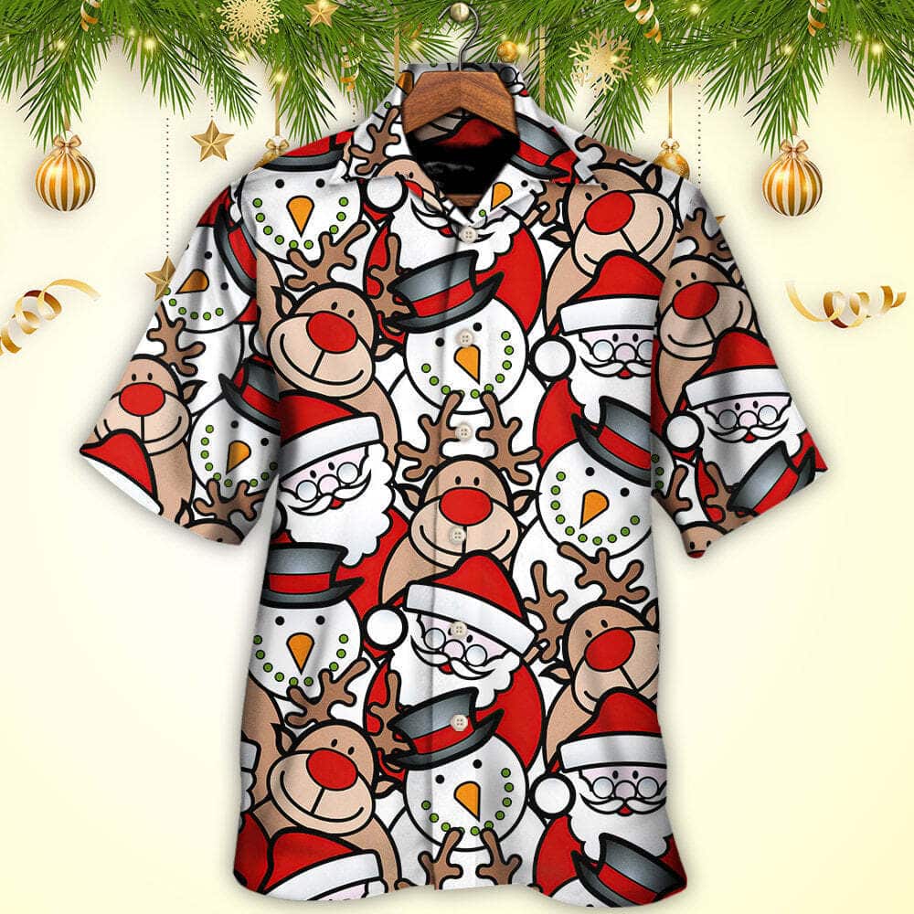 Christmas Funny Hawaiian Shirt Cutie Santa And Reindeer Gift For Him