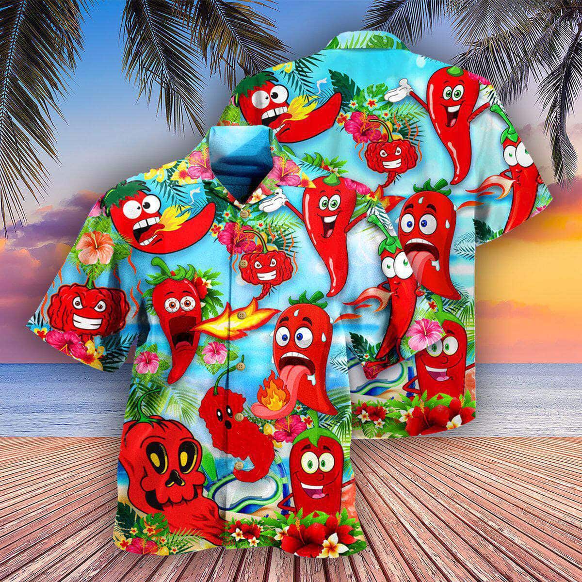 Fruit Funny Hawaiian Shirt Chili Peppers Gift For Dad