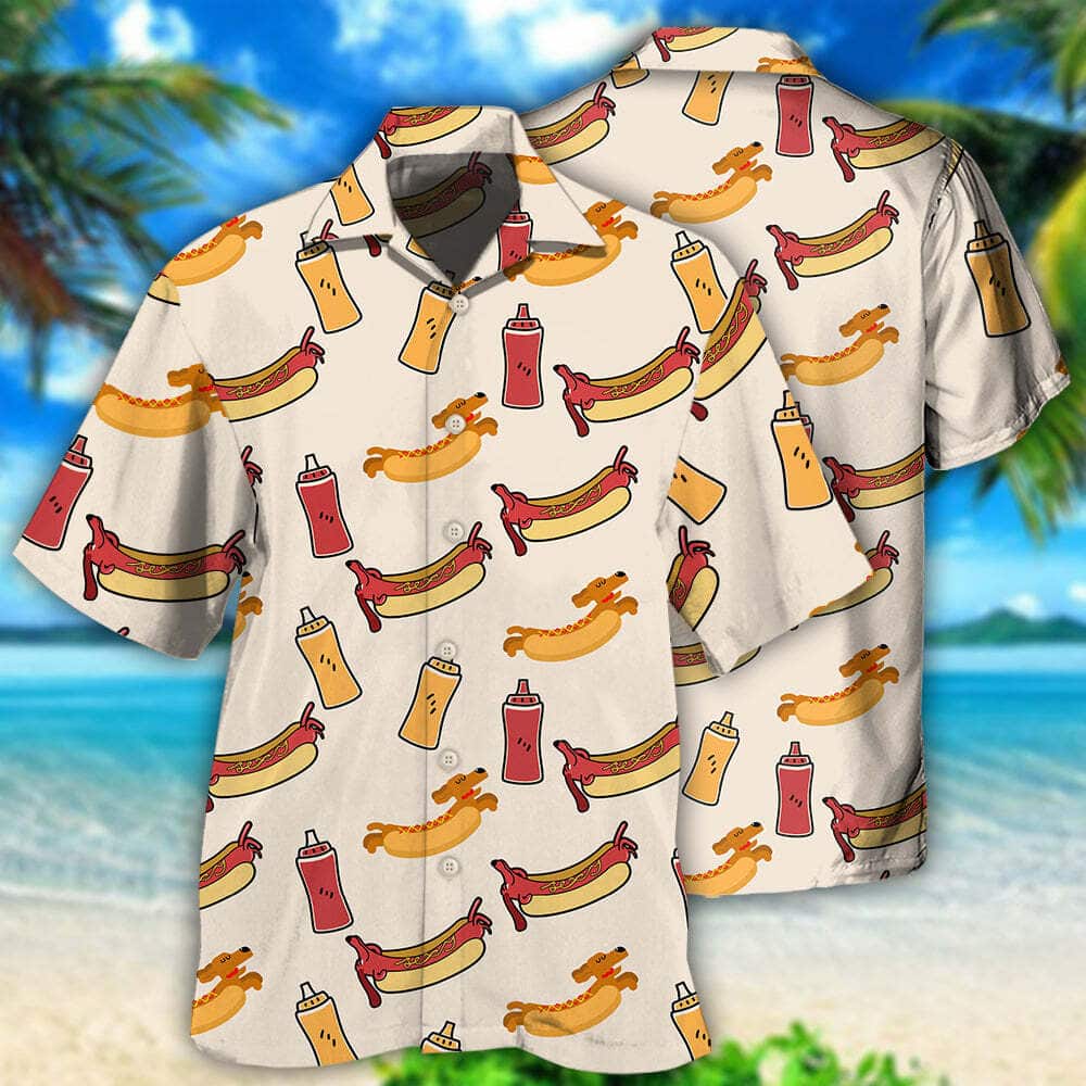 Cool Funny Hawaiian Shirt Hot Dog Gift For Best Friend