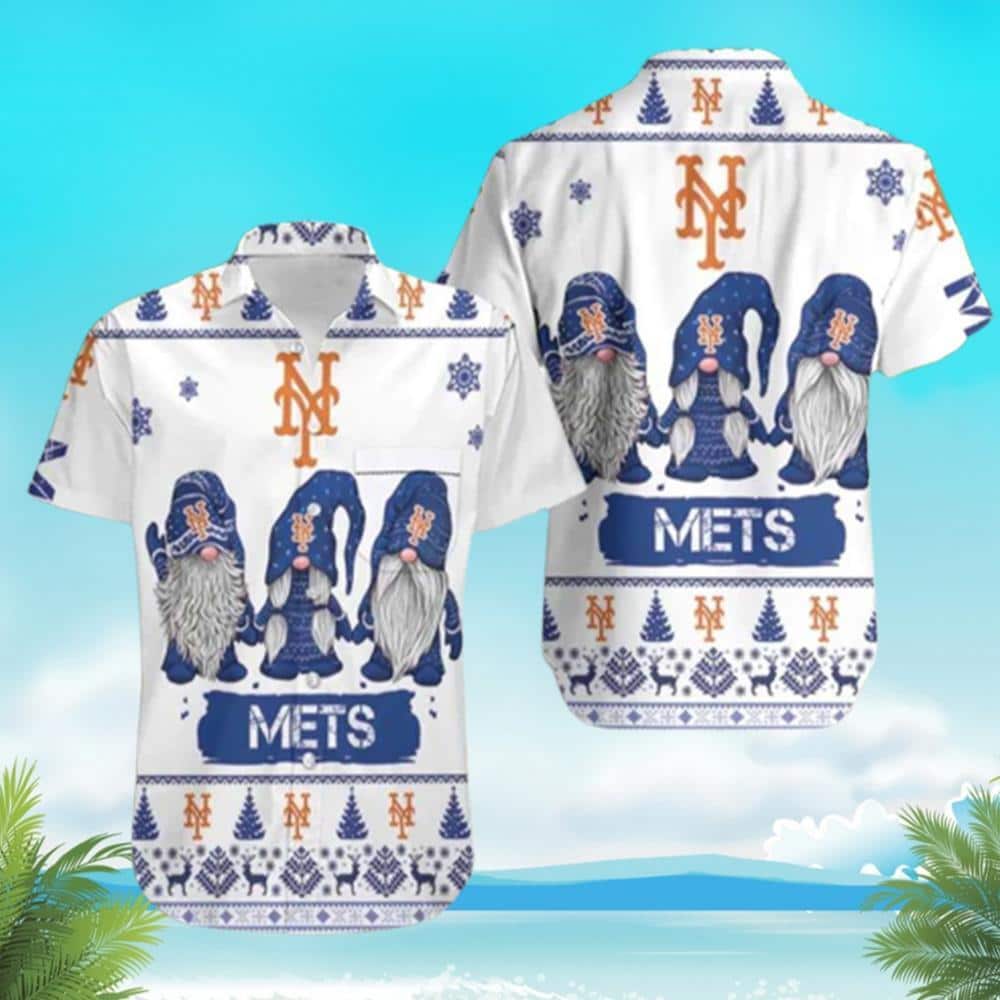 White Christmas MLB New York Mets Hawaiian Shirt Gnomes Gift For Beach Trip