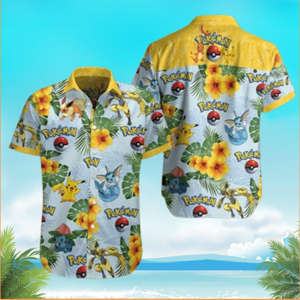 Beach Aloha Pokemon Hawaiian Shirt Pikachu Eevee And Friend Summer Gift For Him