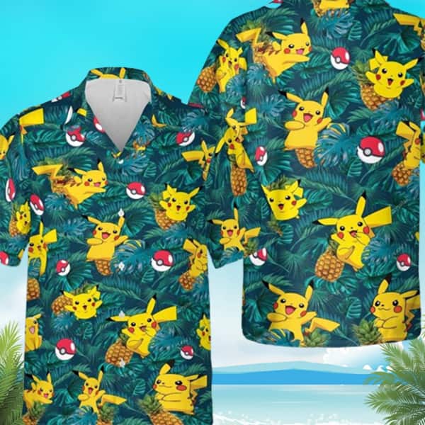 Cool Aloha Pokemon Hawaiian Shirt Pikachu Palm Leaves Summer Gift