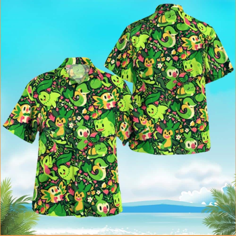 Green Aloha Pokemon Hawaiian Shirt Grass Type Gift For Boyfriend