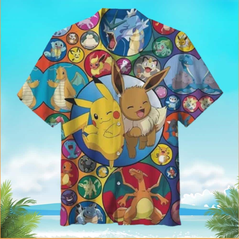 Cute Aloha Pokemon Hawaiian Shirt Pikachu Eevee And Friend Beach Gift For Him