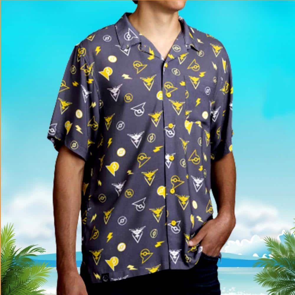Black Pokemon Hawaiian Shirt Team Instinct Beach Vacation Gift