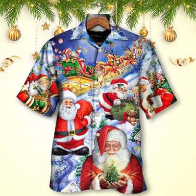 Funny Hawaiian Shirt Santa Claus Happy Xmas Is Coming