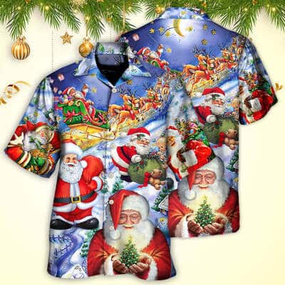 Funny Hawaiian Shirt Santa Claus Happy Xmas Is Coming