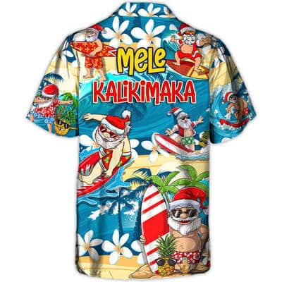 Funny Hawaiian Shirt Santa Surfing Christmas Gift For Beach Lovers