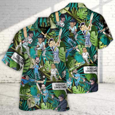Funny Hawaiian Shirt Cricket Sport Palm Leaves Pattern