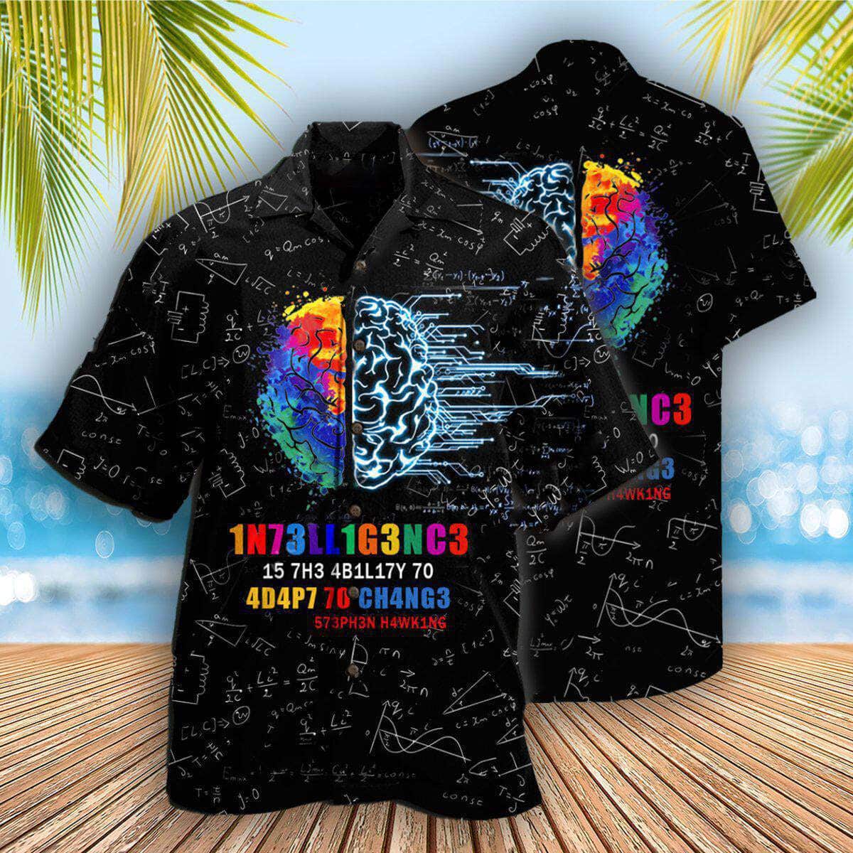 Intelligence Funny Hawaiian Shirt Black Style Summer Trip Gift