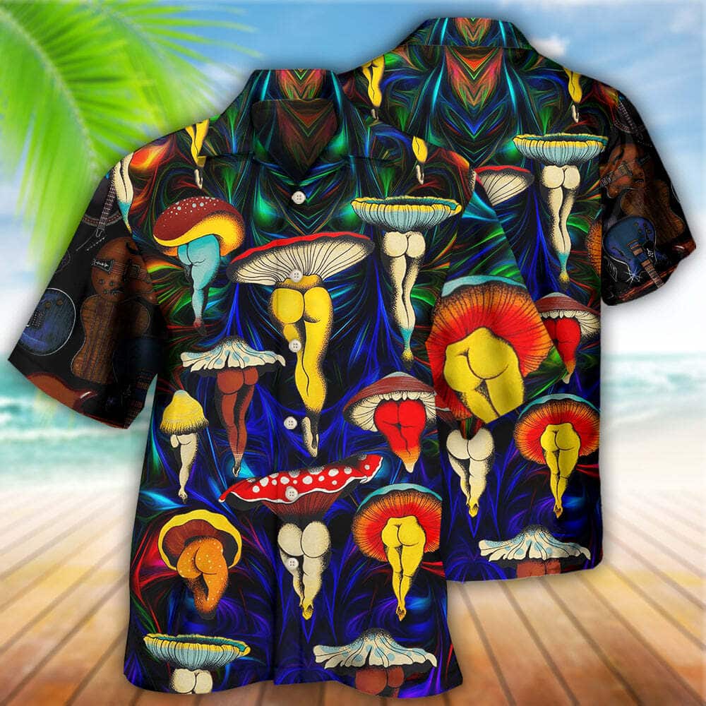 Funny Hawaiian Shirt Hippie Mushroom Gift For Beach Trip