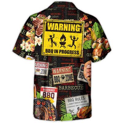 Barbecue Funny Hawaiian Shirt BBQ Beer Warning BBQ In Progress