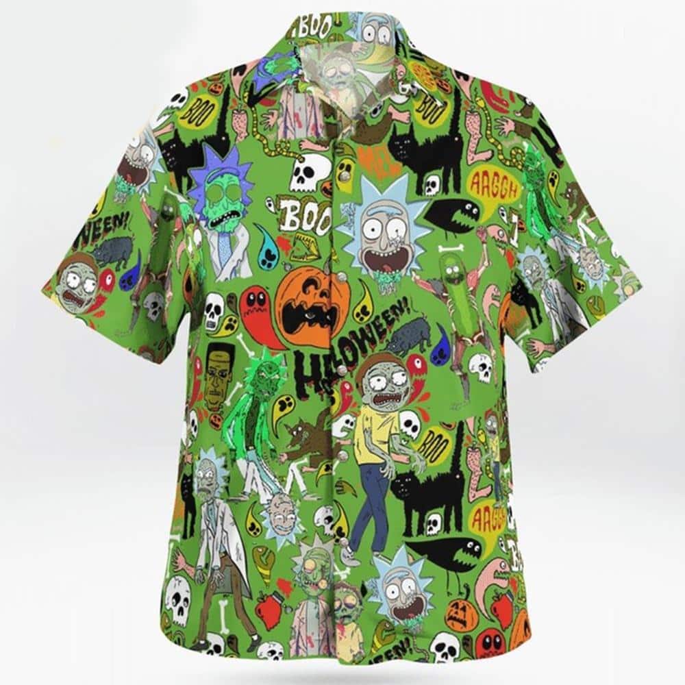 Halloween Aloha Rick And Morty Hawaiian Shirt Scary Gift For Beach Lovers