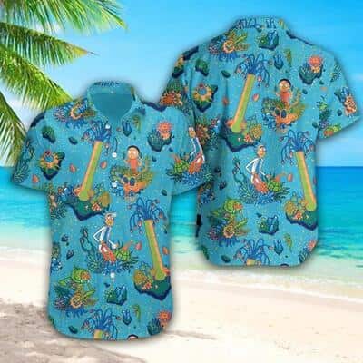 Aloha Rick And Morty Hawaiian Shirt Blue Gift For Beach Vacation