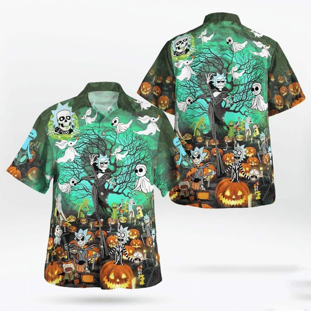 Scary Halloween Aloha Rick And Morty Hawaiian Shirt The Nightmare Before Christmas