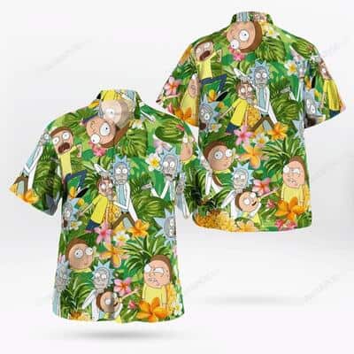 Aloha Rick And Morty Hawaiian Shirt Hibiscus Flowers Pattern Summer Lovers Gift