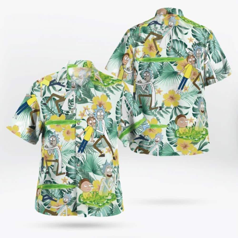 Rick And Morty Hawaiian Shirt Palm Leaves Pattern Best Summer Gift