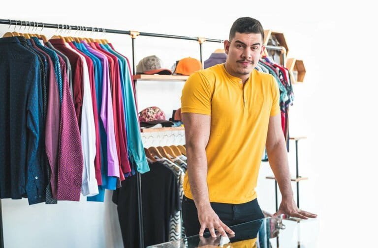 Portrait of man in the clothing store Portrait of man in the clothing store