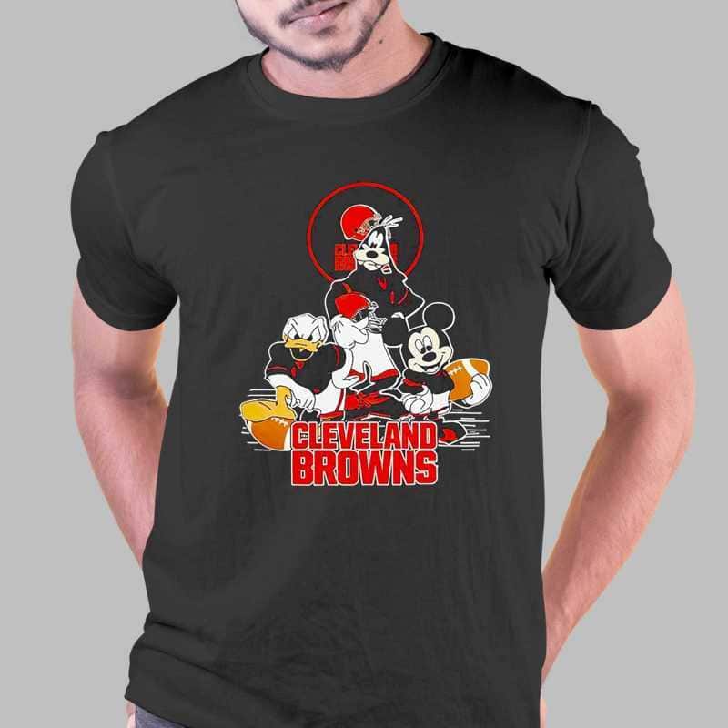 NFL Cleveland Browns T-Shirt Mickey Mouse Donald Duck Goofy