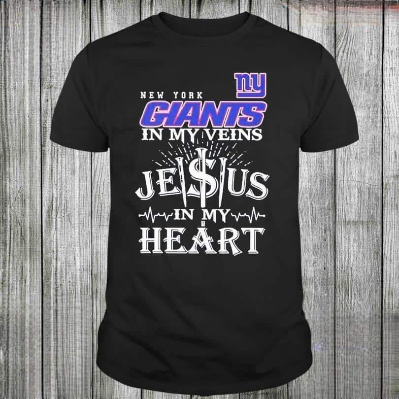 NFL New York Giants In My Veins Jesus In My Heart T-Shirt