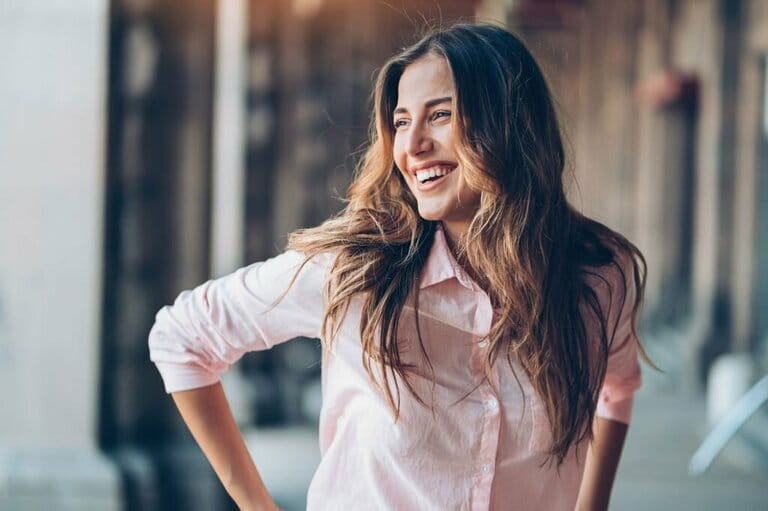 The young girl smiled