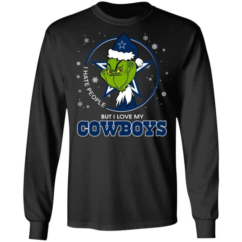 Funny Grinch I Hate People But I Love My Dallas Cowboys T-Shirt