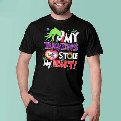 Funny Grinch NFL Baltimore Ravens T-Shirt My Stole My Heart