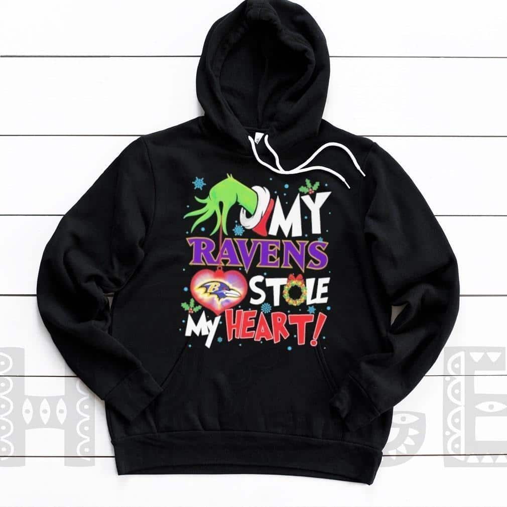 Funny Grinch NFL Baltimore Ravens T-Shirt My Stole My Heart