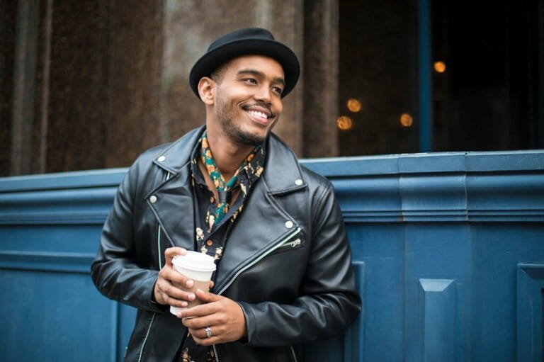 African American man smiling happily African American man smiling happily