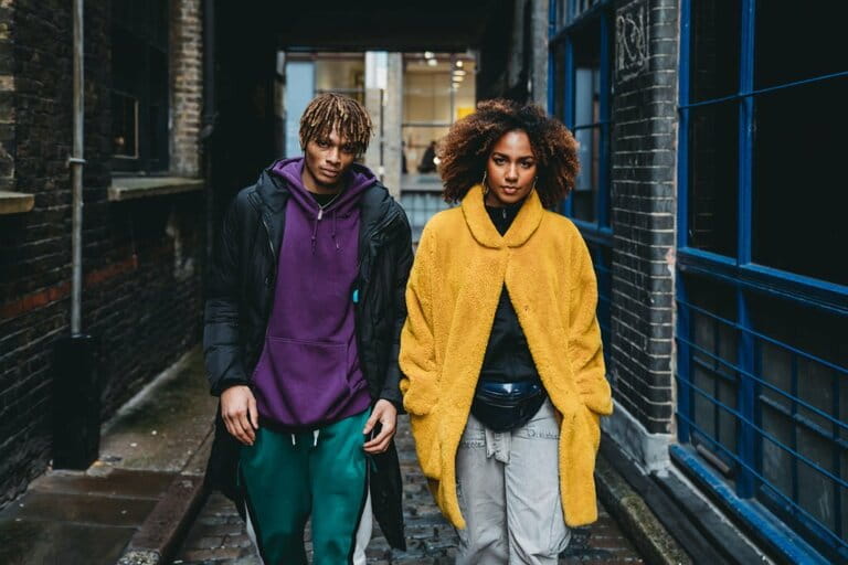 Young couple walking on the street Young couple walking on the street