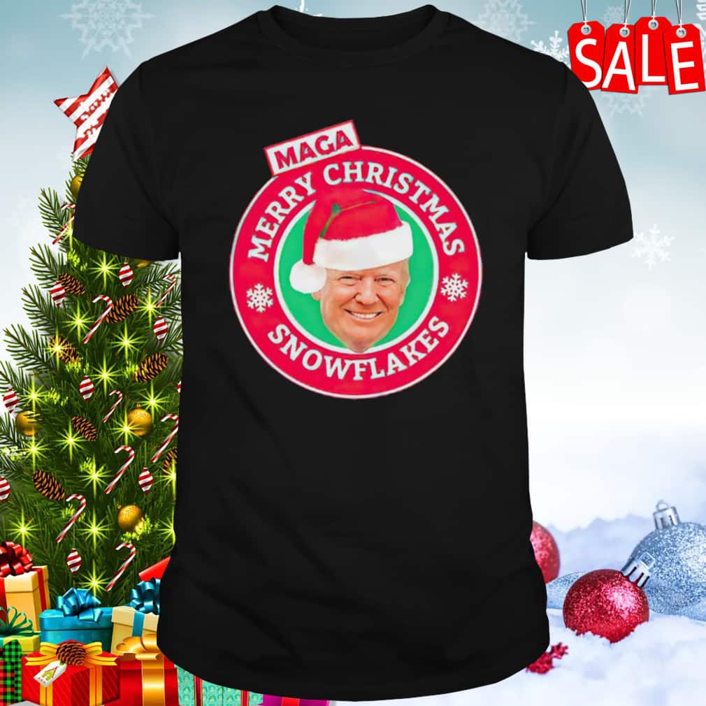 Donald Trump T-Shirt Maga Merry Christmas Snowflakes