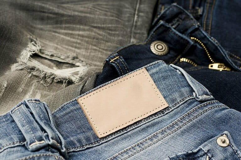 Jeans with blank tabs Jeans with blank tabs
