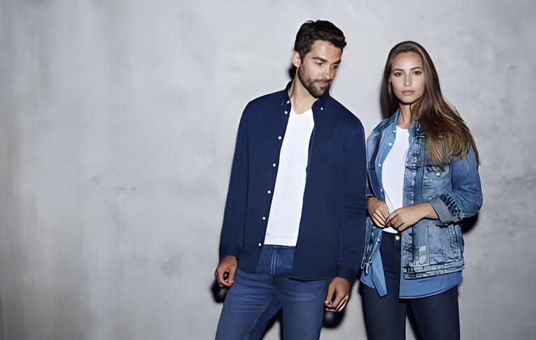 Good looking couple in denim, portrait Good looking couple in denim, portrait