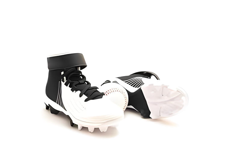 A pair of baseball cleats, baseball shoes for kids isolated on white background A pair of baseball cleats, baseball shoes for kids isolated on white background