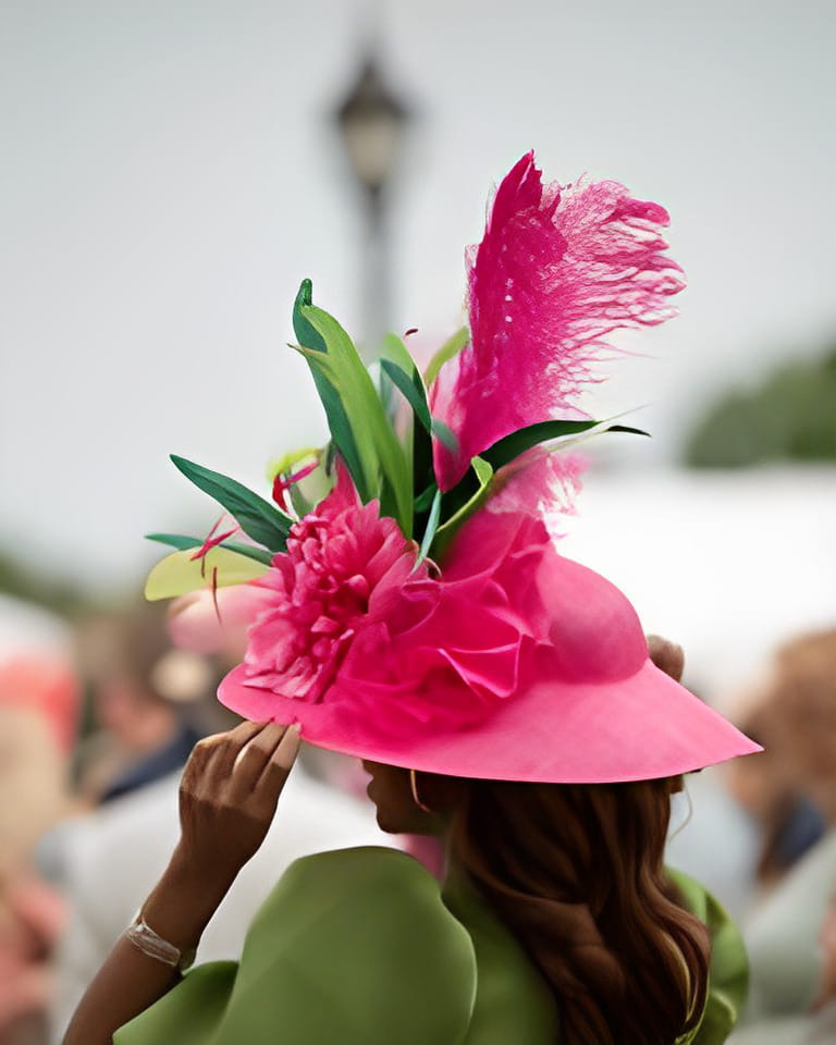 Elegant hats and fancy attire at the horse races Elegant hats and fancy attire at the horse races