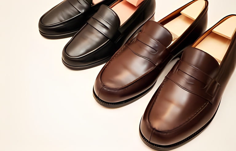 It is a couple's coin loafers. The dark brown one is for men and the black one is for women.