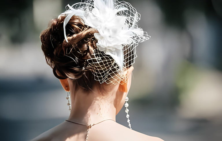 Floral clip in bride's hair Floral clip in bride's hair