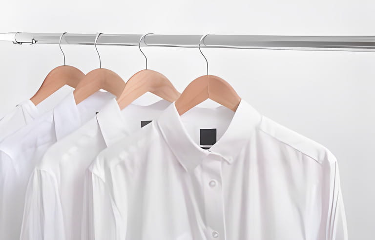 Four White long sleeves white shirt on hanger Four White long sleeves white shirt on hanger
