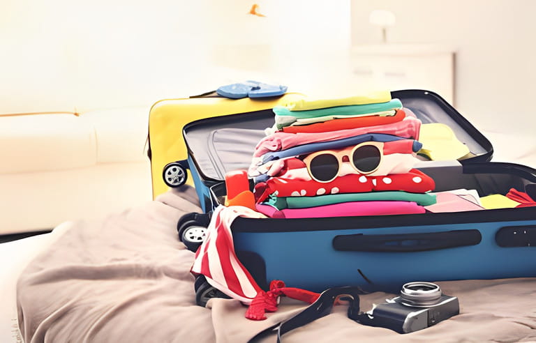 Opened traveler case on bed