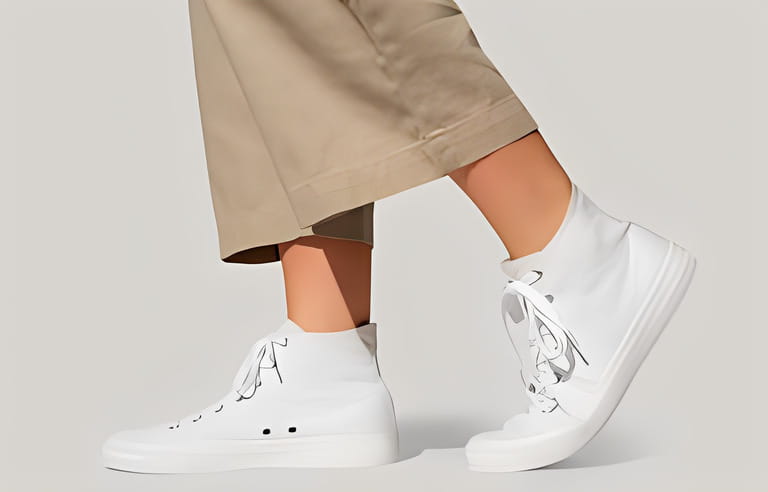 Basic white sneakers unisex streetwear fashion shoot